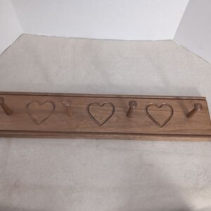 Longaberger Wooden Heart Peg Rack Basket Hanger 23.5" W. C. Mock Family Design